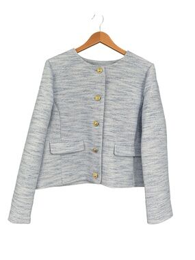 J. Crew Factory Light Blue Textured Button-Front Blazer